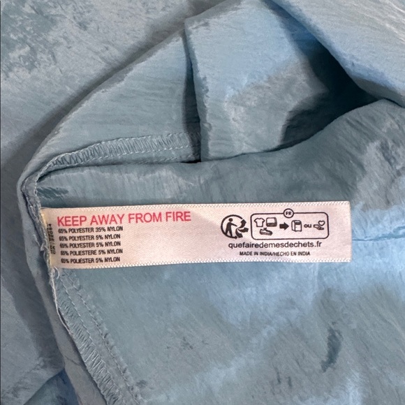 Free People Forever Young Baggy Powder Blue Romper Sz M Open Back Satin - Picture 5 of 6